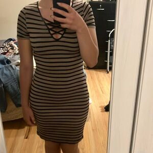 Striped Black and Tan Dress